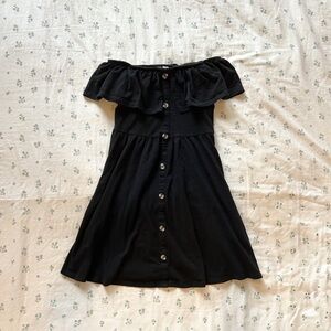 ASOS Black Off-Shoulder Button-Down Dress